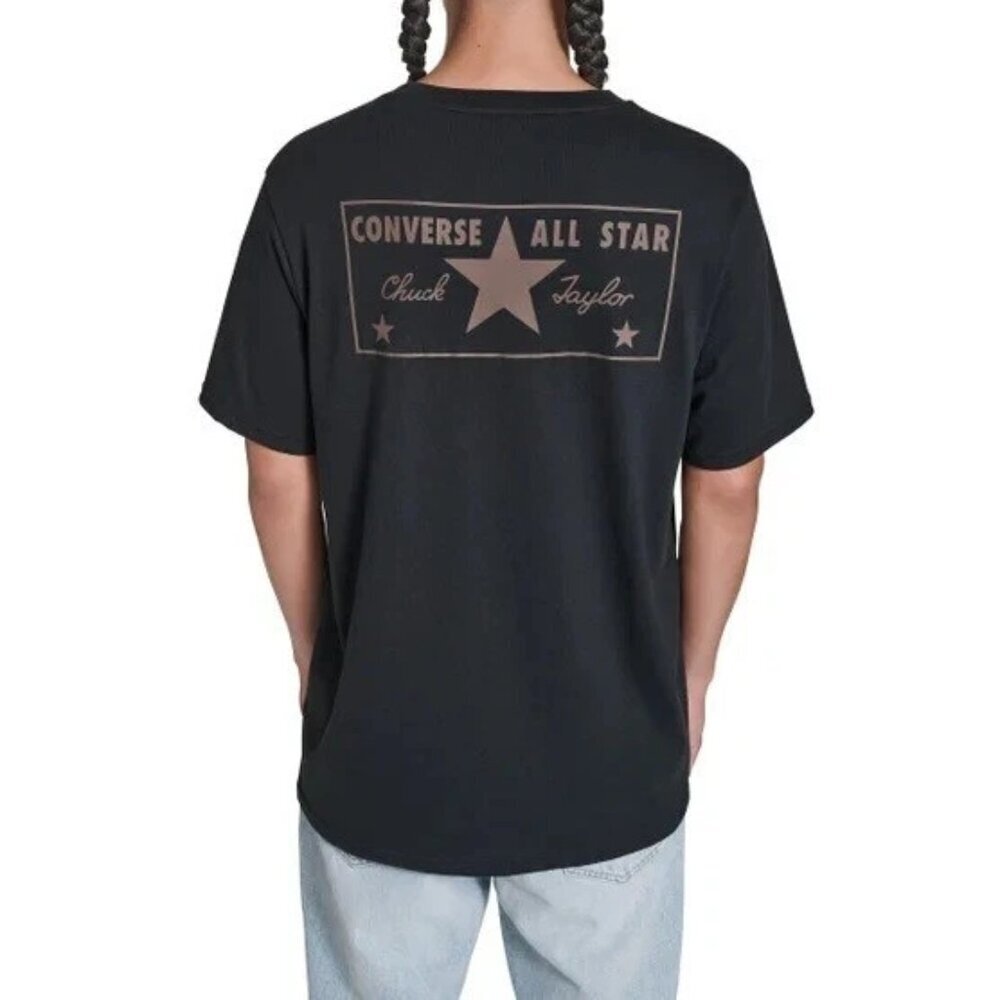 Converse Mens Chuck Taylor All Star Logo Tshirt Black Short Sleeve Cotton